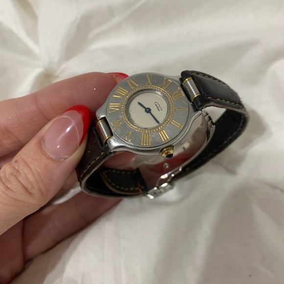 Women's Cartier Must De Cartier 21 Model 1340 Quartz Watch Two-Tone Gold Plate - Picture 2 of 6